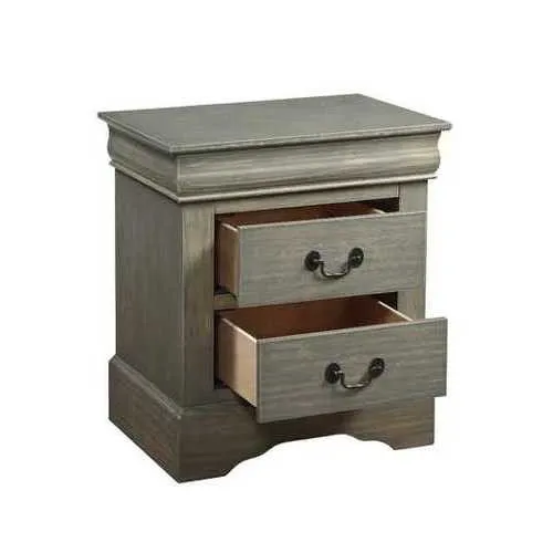 15.67" X 21.65" X 23.54" Antique Gray Wooden Nightstand