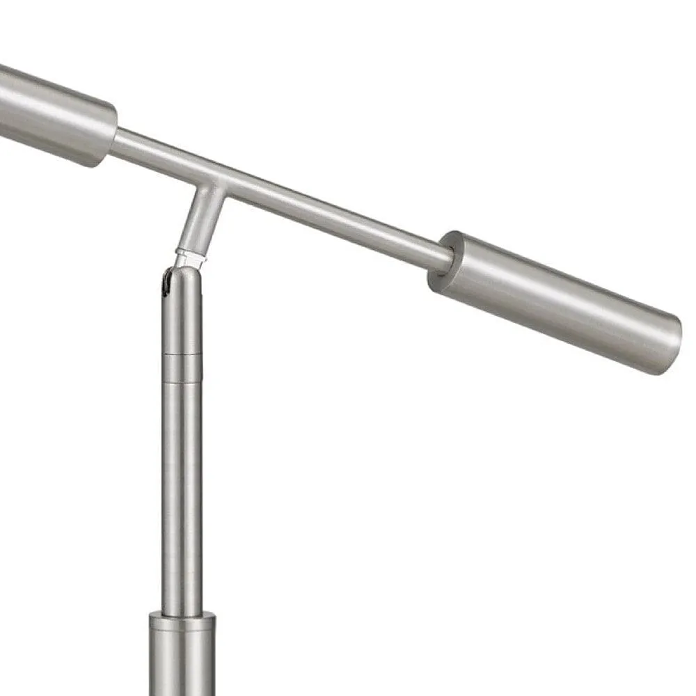 16 Inch Adjustable LED Office Desk Lamp, 2 USB Ports, Silver By Casagear Home