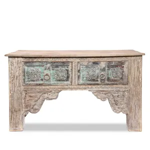 2 Drawer Painted Console Table Made From Reclaimed Teak