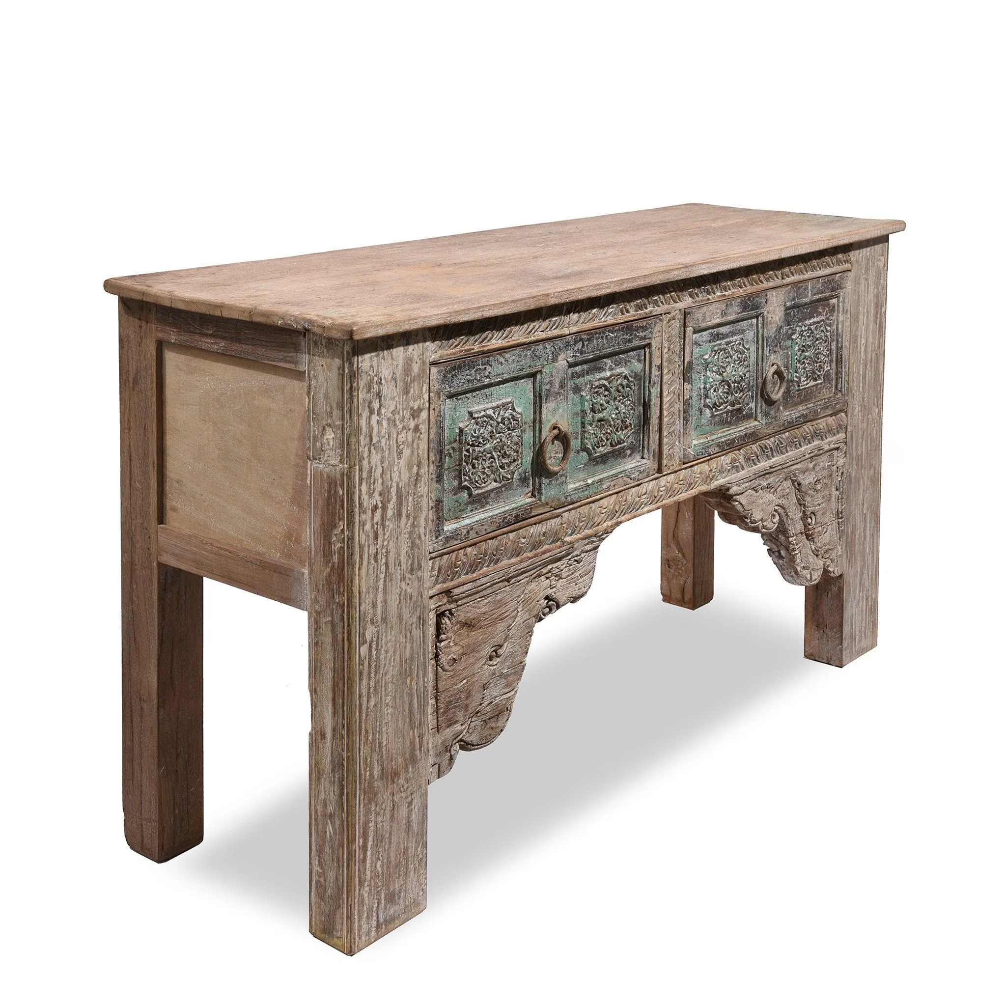 2 Drawer Painted Console Table Made From Reclaimed Teak