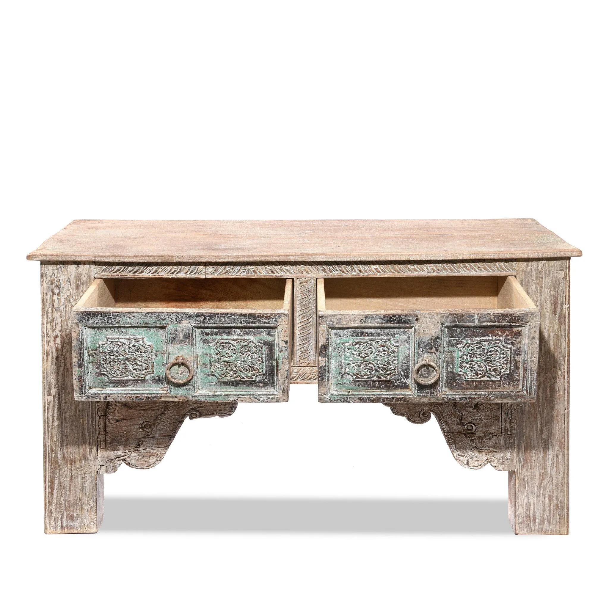 2 Drawer Painted Console Table Made From Reclaimed Teak