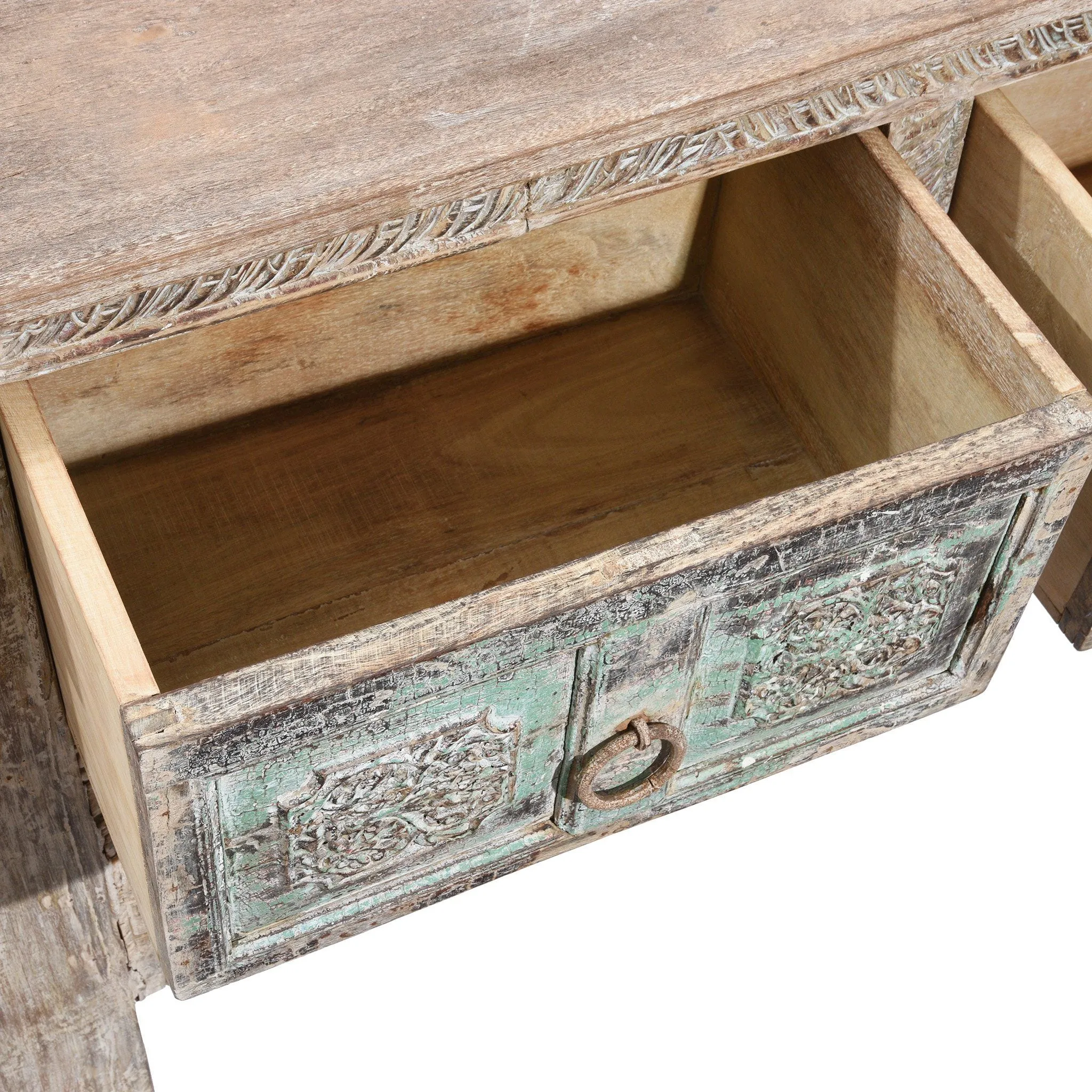 2 Drawer Painted Console Table Made From Reclaimed Teak