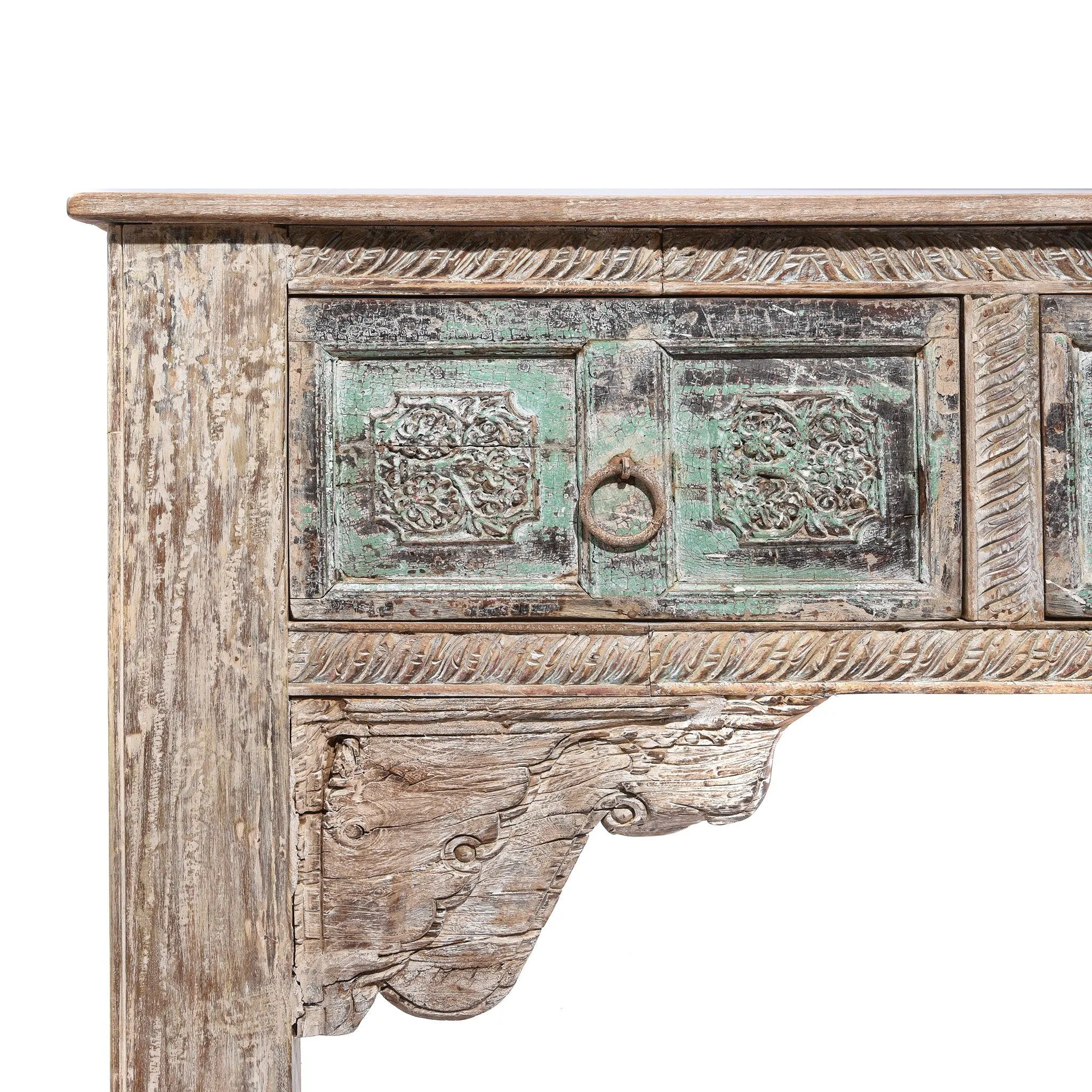 2 Drawer Painted Console Table Made From Reclaimed Teak