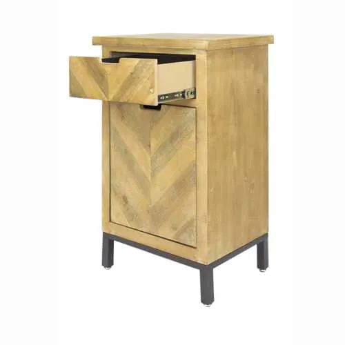 20" X 15" X 31.5" Natural Wood in Iron MDF Cabinet with a Drawer and a Door