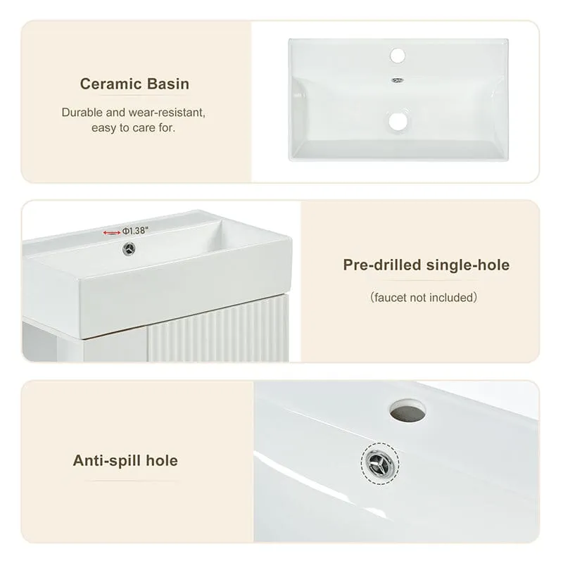 21.6'' Freestanding Bathroom Vanity with Ceramic Sink and Left Side Storage