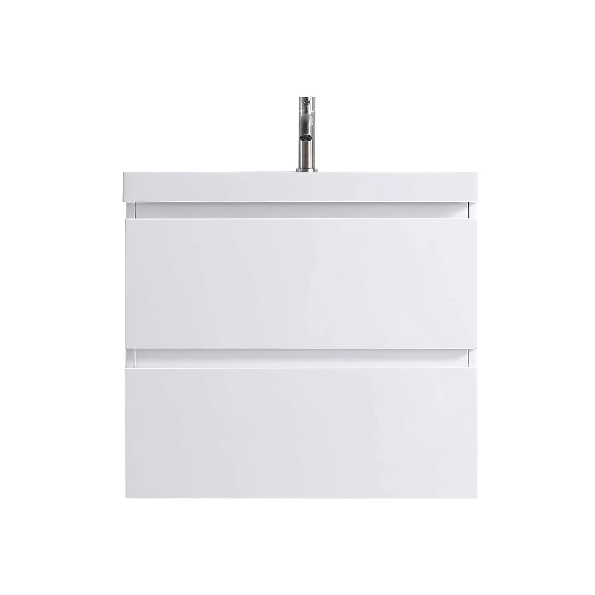24" White Wall Mount Bathroom Vanity Floating Vanity with Sink and Two Drawers Bathroom Cabinet