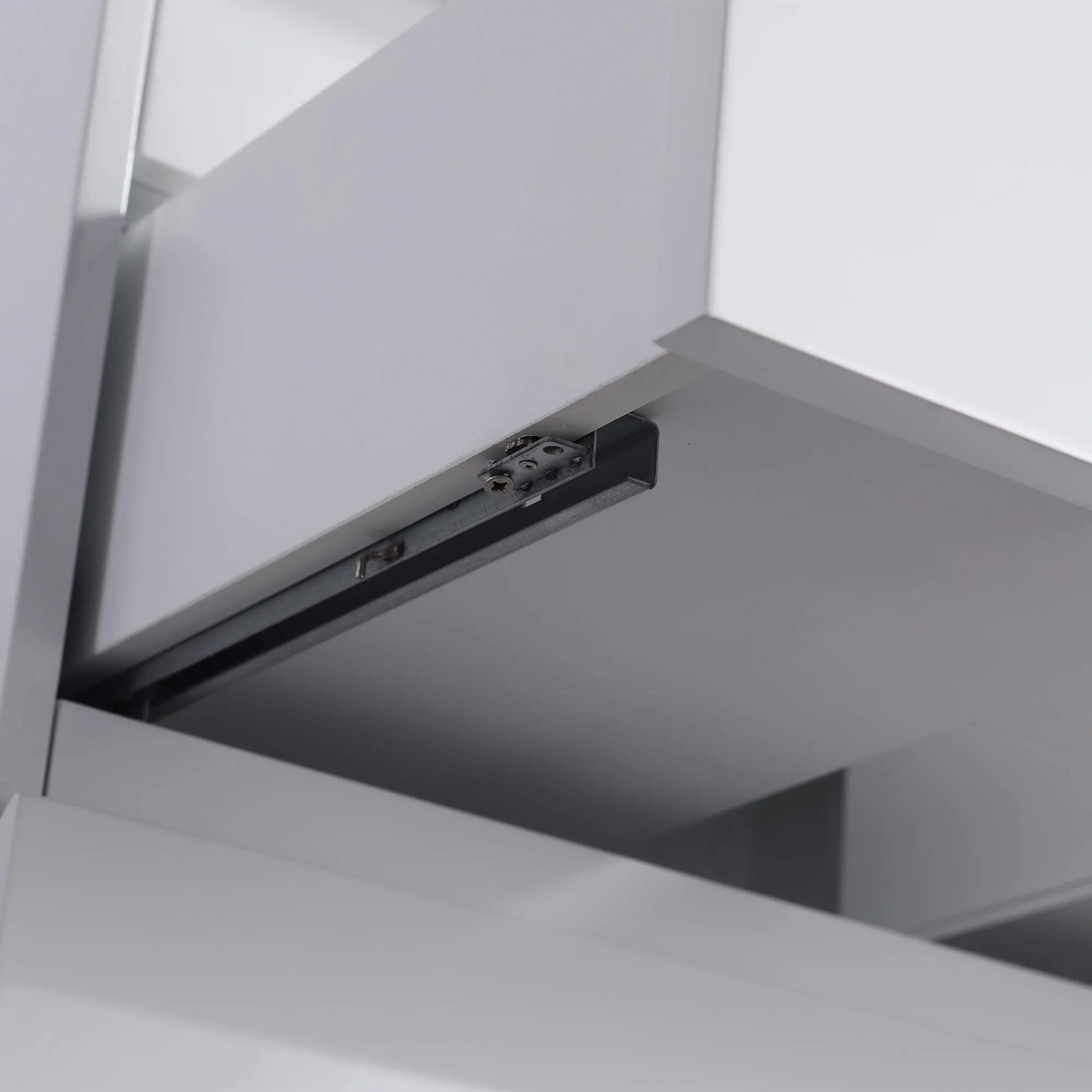 24" White Wall Mount Bathroom Vanity Floating Vanity with Sink and Two Drawers Bathroom Cabinet