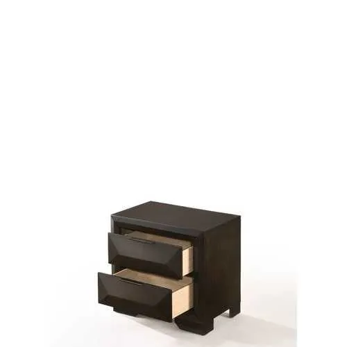 26" X 17" X 25" Espresso Rubber Wood Nightstand