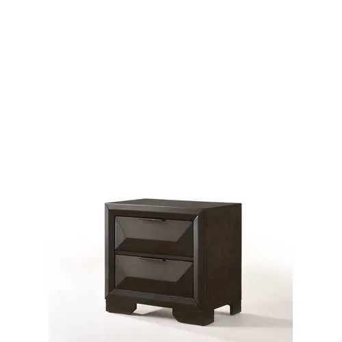 26" X 17" X 25" Espresso Rubber Wood Nightstand