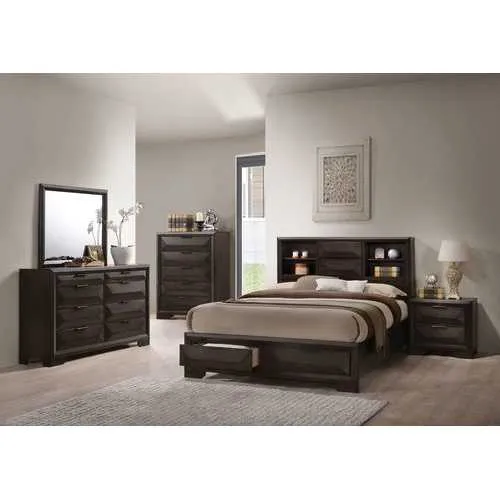 26" X 17" X 25" Espresso Rubber Wood Nightstand