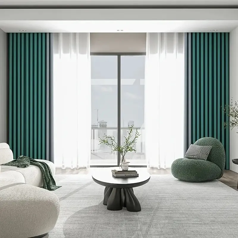 2pcs Solid Color Curtains  Fabric Simple Window Panels  Curtains Panels  Home Decor