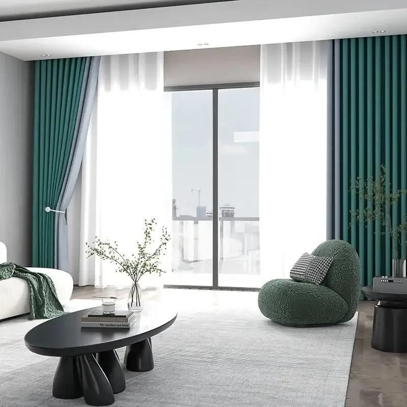 2pcs Solid Color Curtains  Fabric Simple Window Panels  Curtains Panels  Home Decor