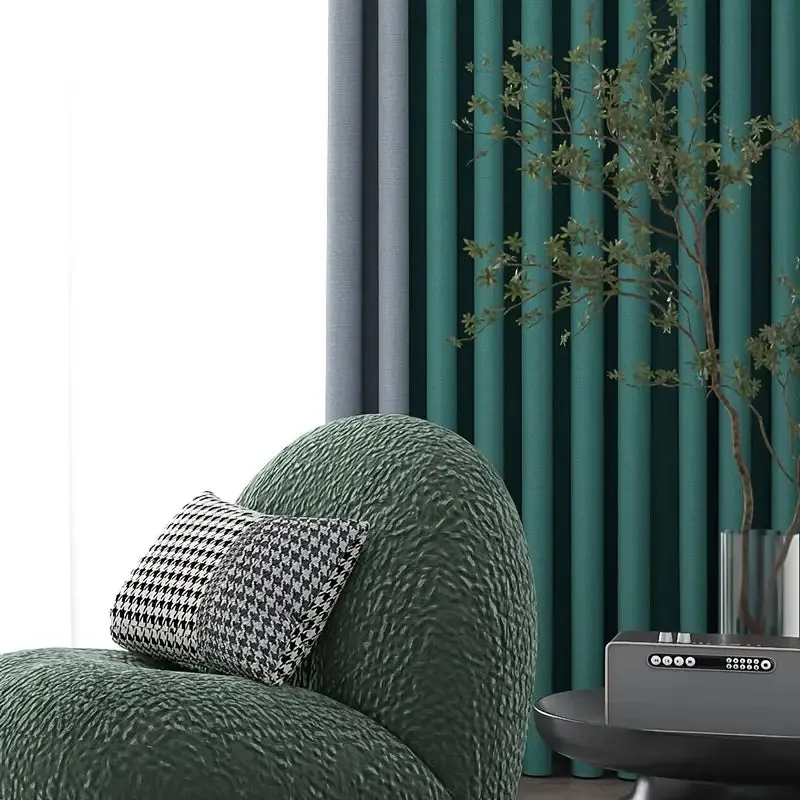 2pcs Solid Color Curtains  Fabric Simple Window Panels  Curtains Panels  Home Decor