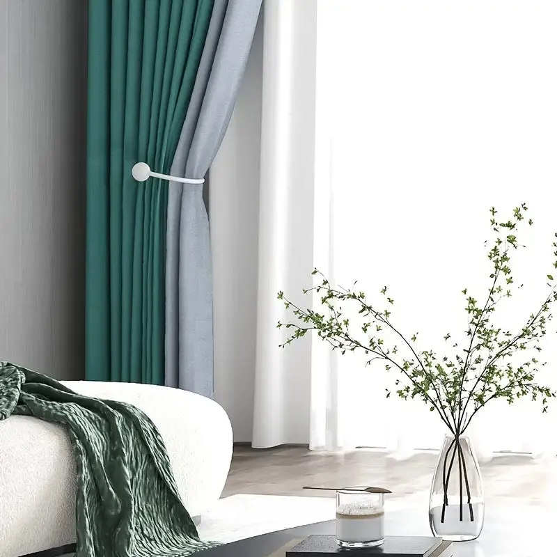 2pcs Solid Color Curtains  Fabric Simple Window Panels  Curtains Panels  Home Decor