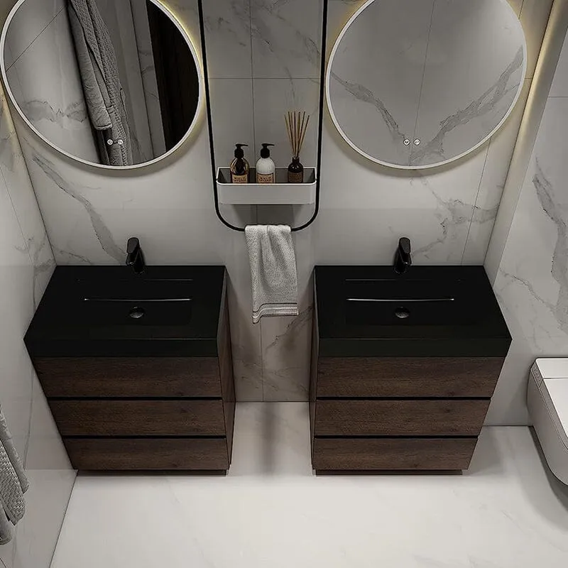 30 Inch Bathroom Vanity with Sink Floor Mounted One-Piece Sink Cabinet