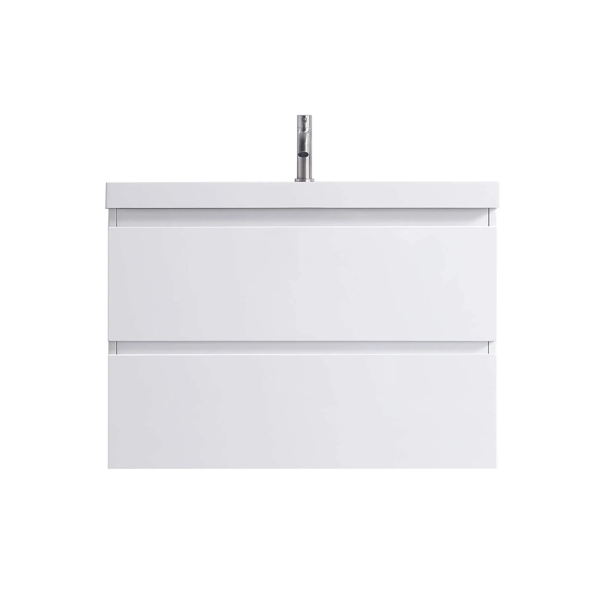 30" White Bathroom Vanity with Sink Wall Mount Floating Bathroom Vanity Cabinet with Two Big Drawers