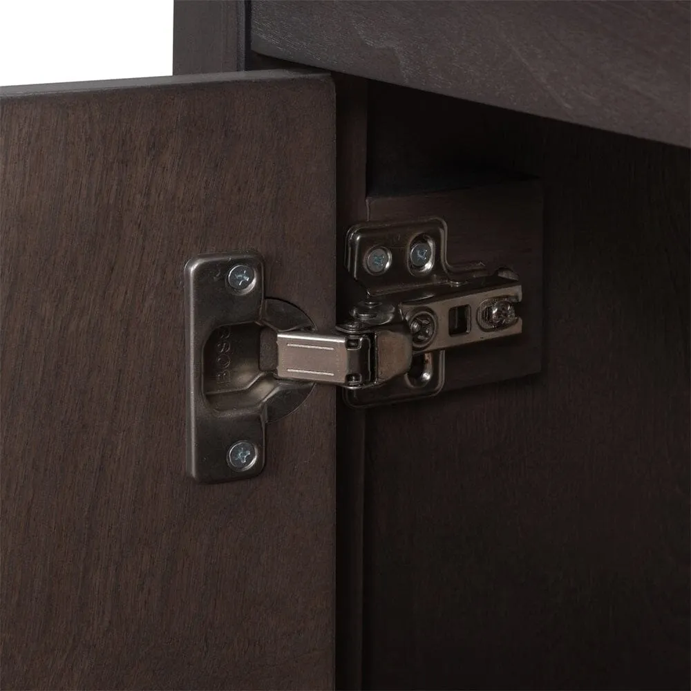36" Brown Bathroom Vanity with Ceramic Basin, Bathroom Storage Cabinet with Two Doors and Drawers