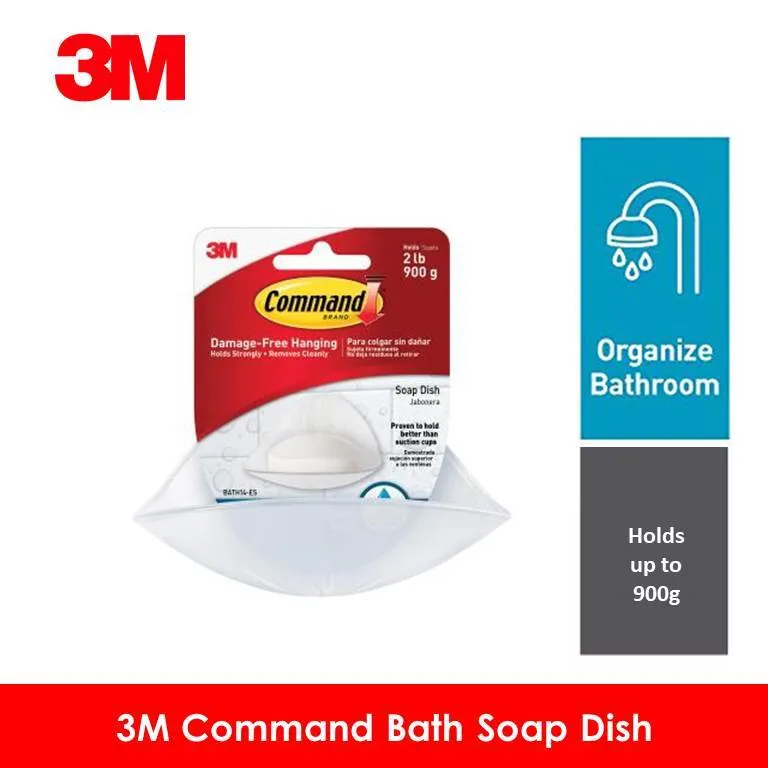 3M Command Soap Dish 2 Mounting Bases/2 Medium Strips/1.3 Kg