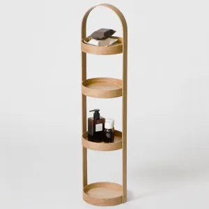 4 Tray Round Bathroom Caddy  - Natural Oak