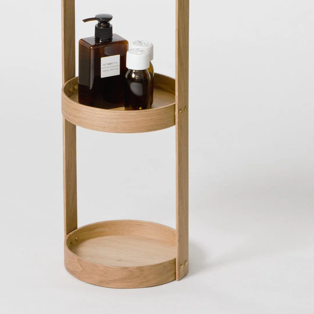 4 Tray Round Bathroom Caddy  - Natural Oak