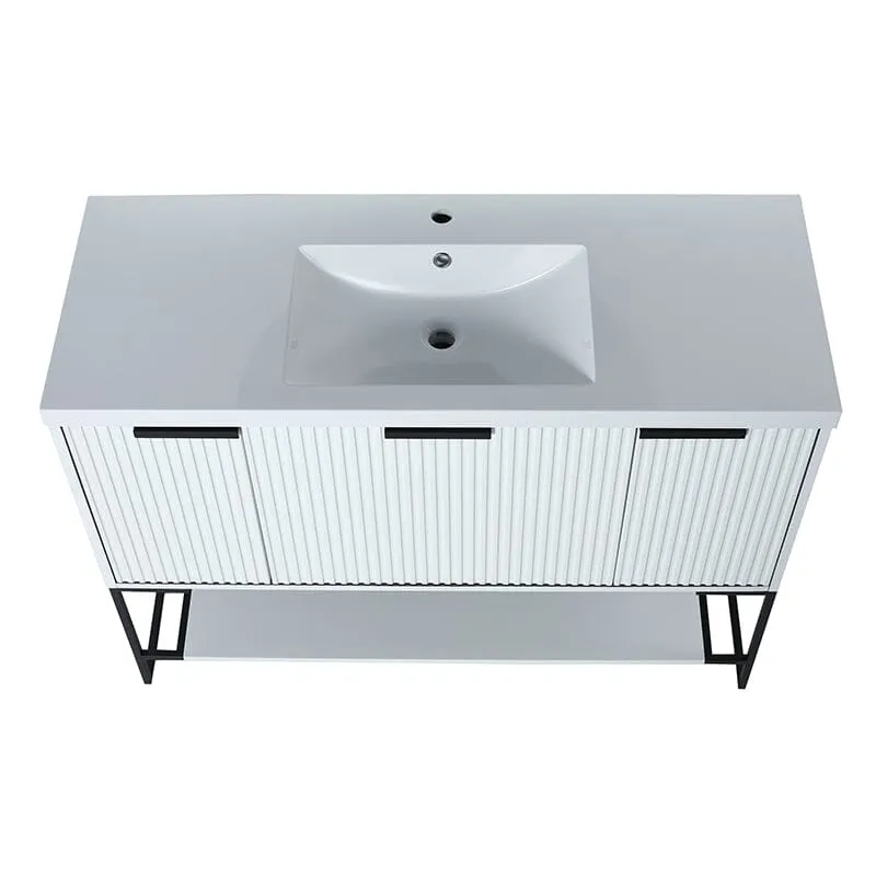 48 Inch Freestanding Bathroom Vanity with Stone Resin Basin, Large Storage Space