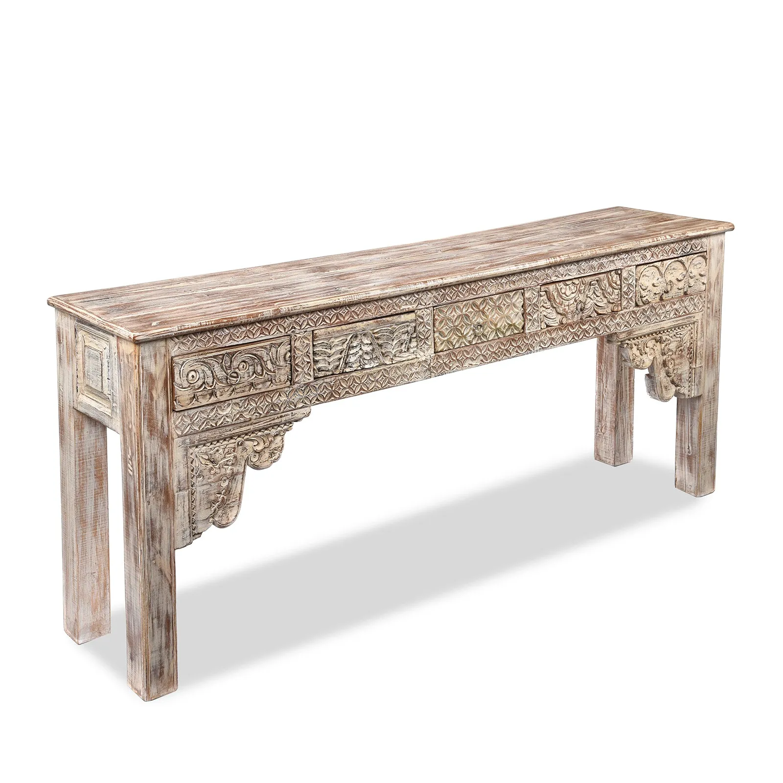 5 Drawer Console Table Made From Reclaimed Teak