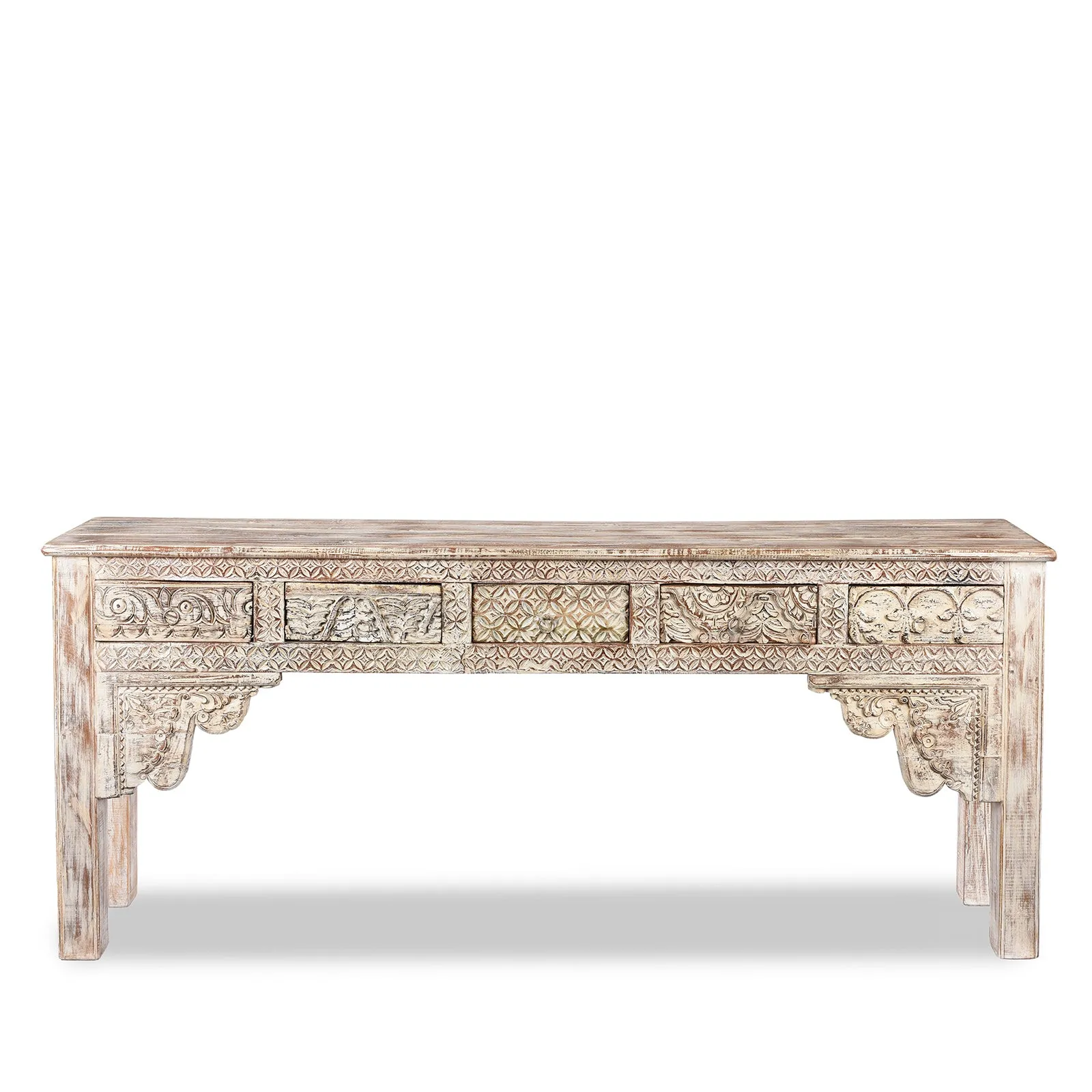 5 Drawer Console Table Made From Reclaimed Teak