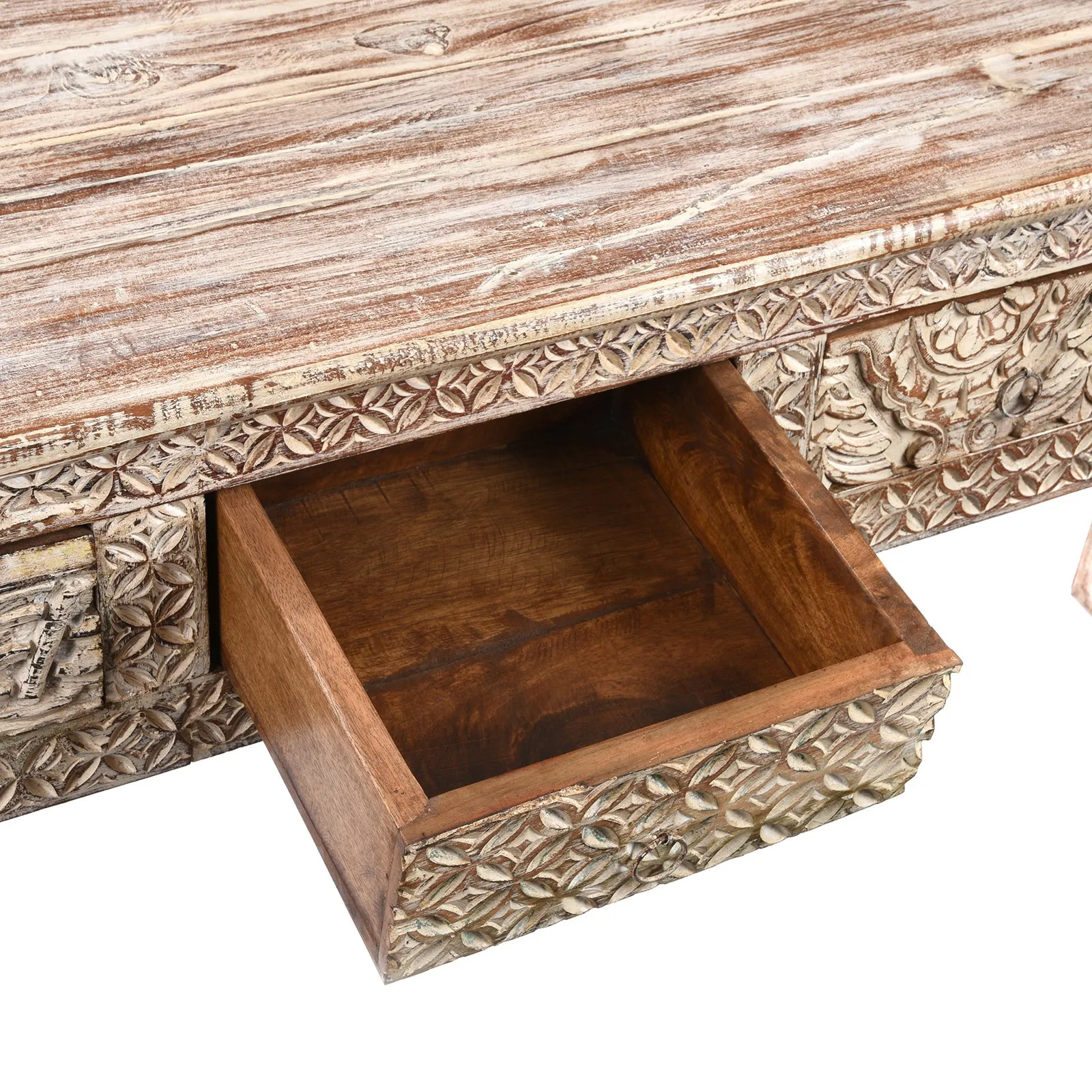 5 Drawer Console Table Made From Reclaimed Teak