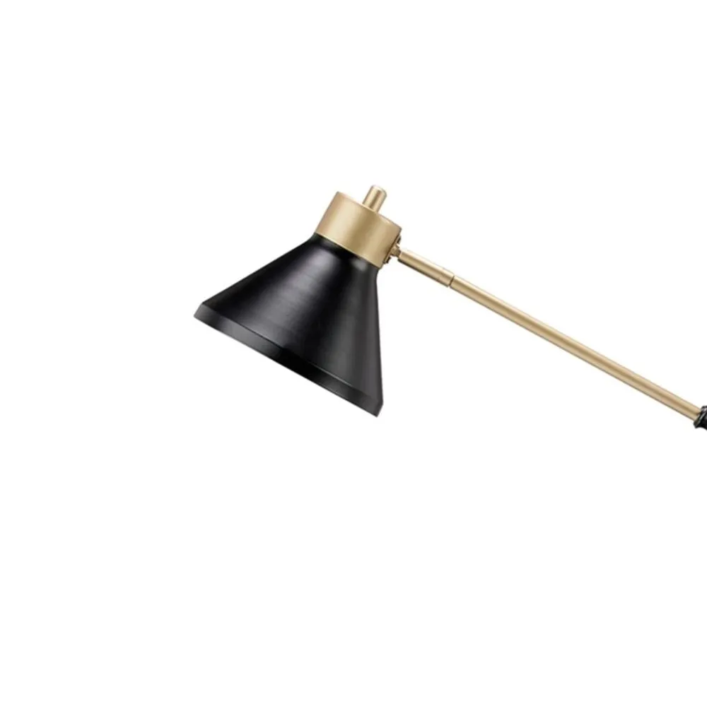 58 Inch Classic Metal Floor Lamp, Adjustable Shade Height, Gold, Black By Casagear Home