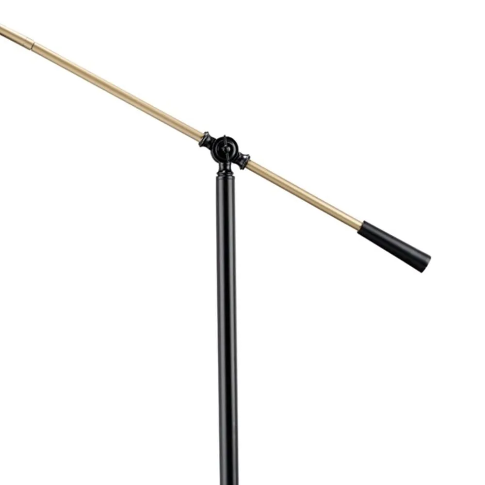 58 Inch Classic Metal Floor Lamp, Adjustable Shade Height, Gold, Black By Casagear Home