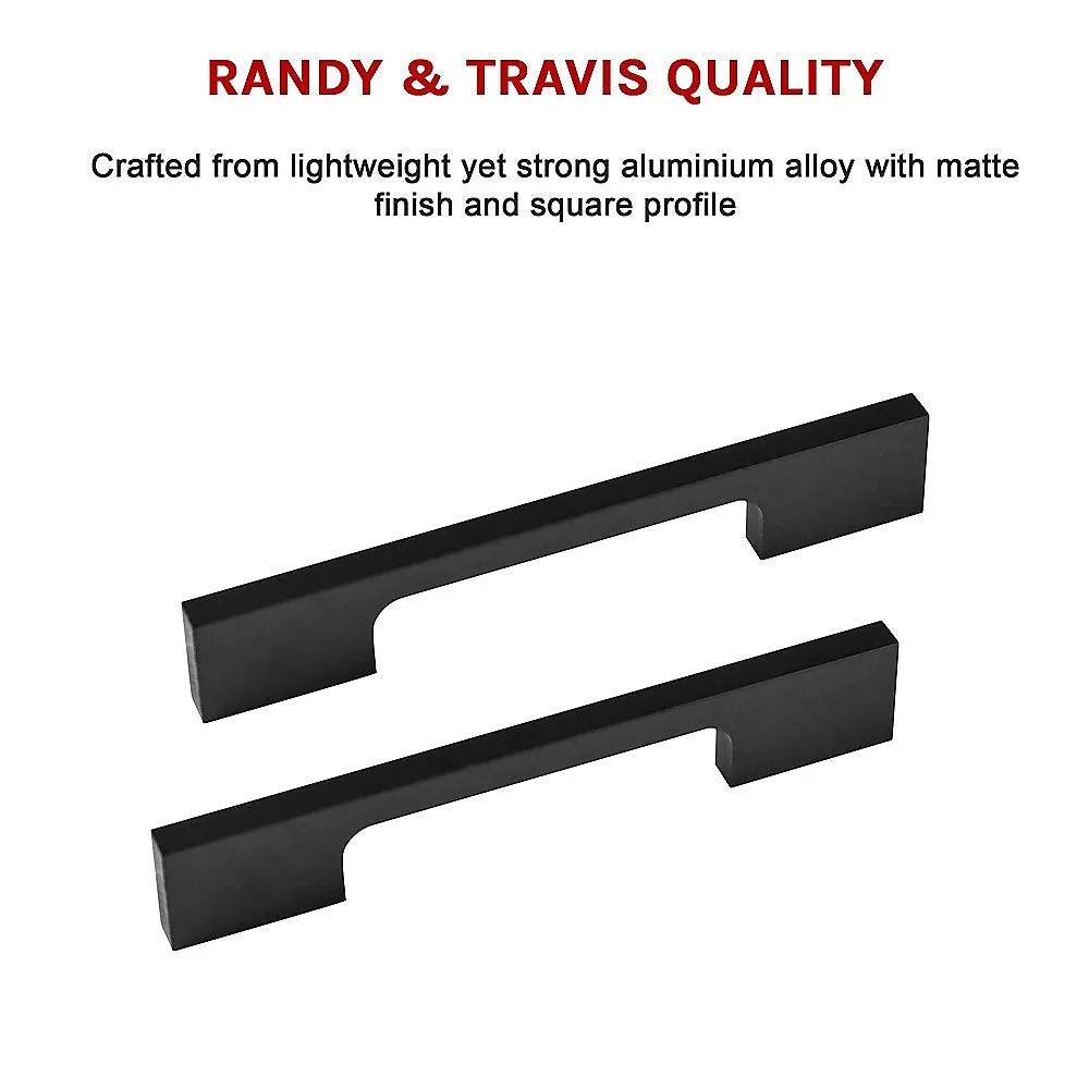 5x 96mm Kitchen Handle Cabinet Cupboard Door Drawer Handles | Square Black Furniture Pulls
