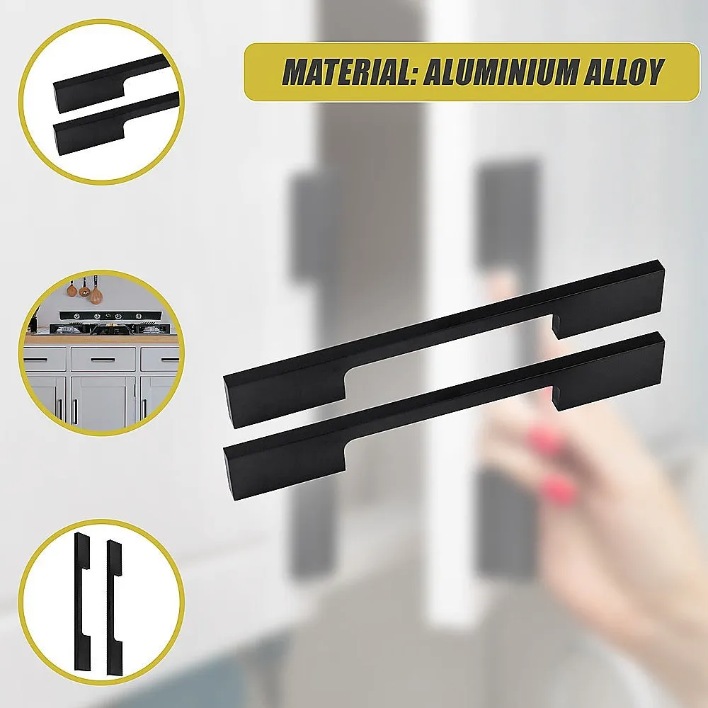 5x 96mm Kitchen Handle Cabinet Cupboard Door Drawer Handles | Square Black Furniture Pulls