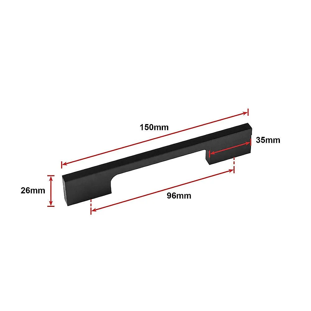5x 96mm Kitchen Handle Cabinet Cupboard Door Drawer Handles | Square Black Furniture Pulls