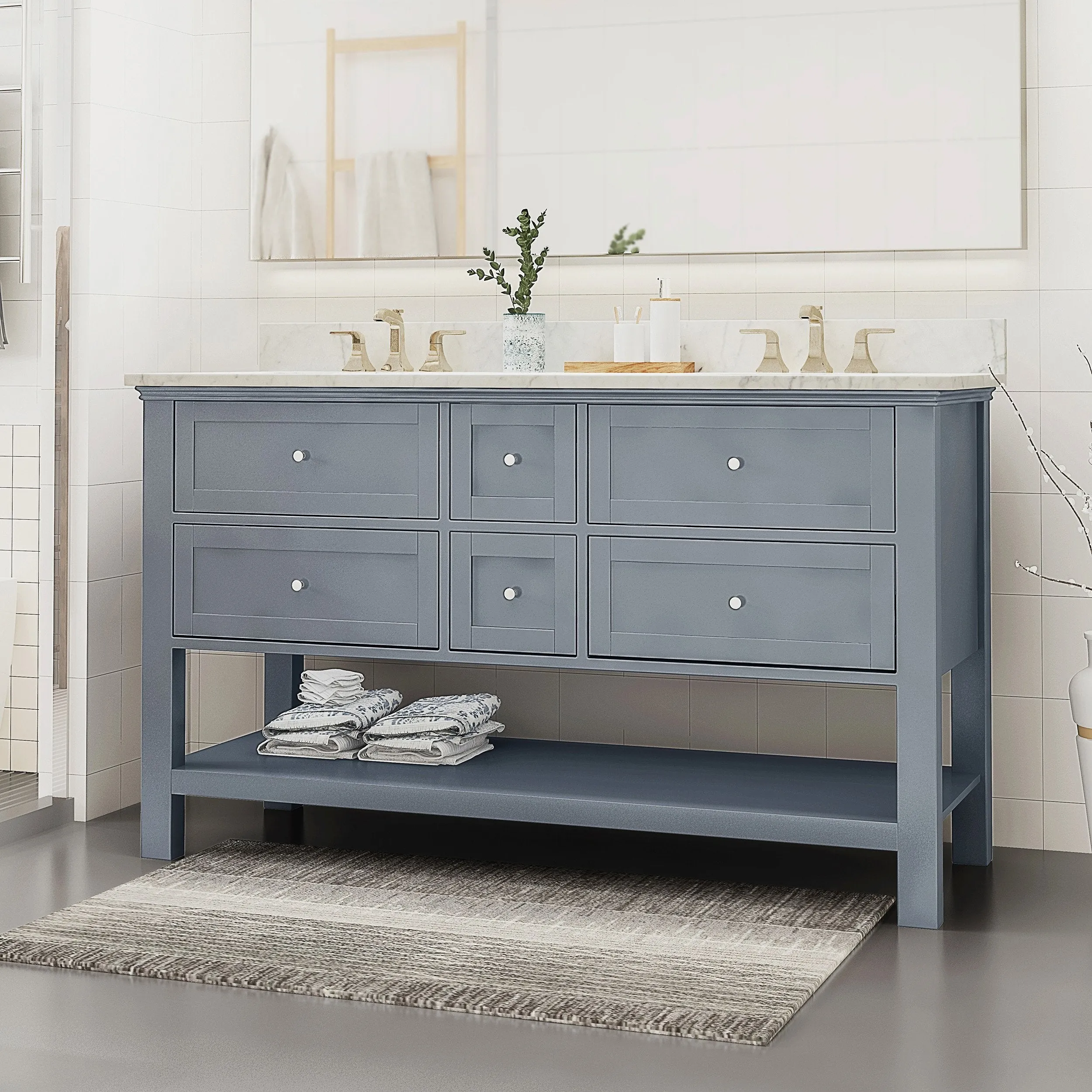 60" Wood Bathroom Vanity (Counter Top NOT Included) - NH538703