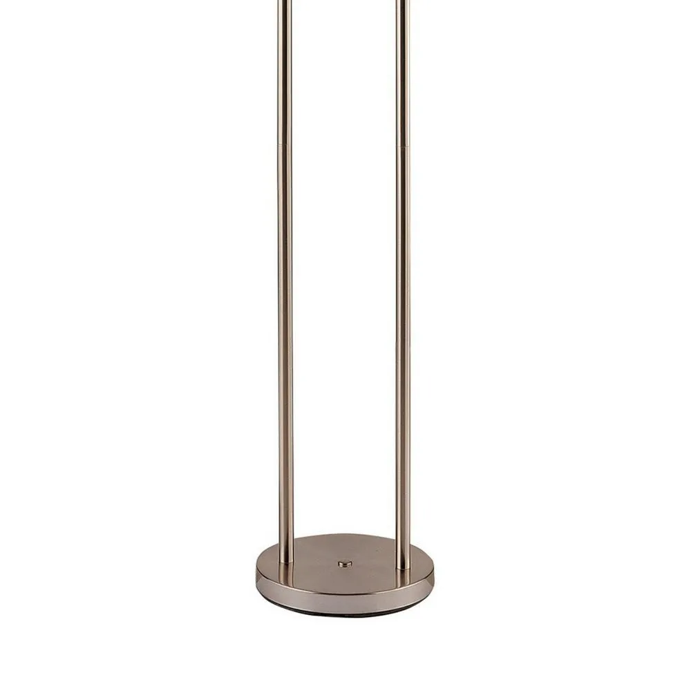65 Inch Silver Floor Lamp, 3 Horizontal Swivel Lights, Frosted Glass Shade By Casagear Home
