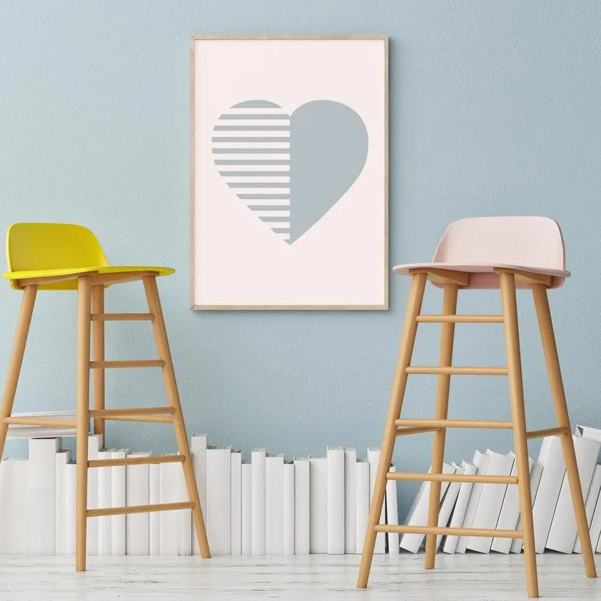 A3 Print - Stripey Heart Blush
