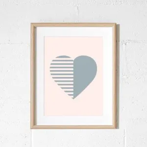 A3 Print - Stripey Heart Blush
