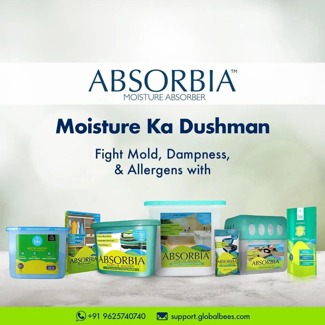 Absorbia Moisture Absorber | Absorbia Slim Sachet Pack of 12(160ml Each) | Dehumidifier for Cars, Drawers, Bed boxes Shoe Racks| Fights Against Moulds‚Ä¶