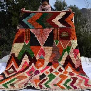 ACHKID | 8x5'5 Ft | 243x177 cm | Moroccan Colorful Rug | 100% wool handmade