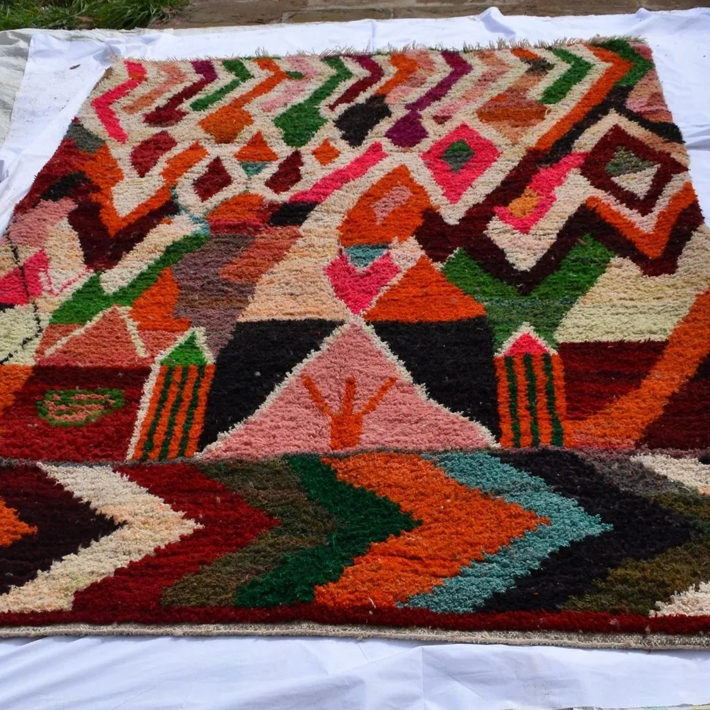 ACHKID | 8x5'5 Ft | 243x177 cm | Moroccan Colorful Rug | 100% wool handmade