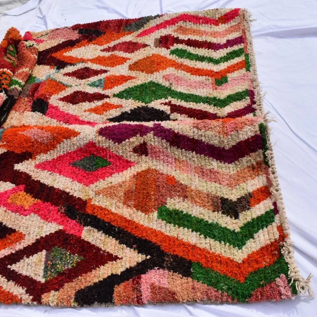 ACHKID | 8x5'5 Ft | 243x177 cm | Moroccan Colorful Rug | 100% wool handmade