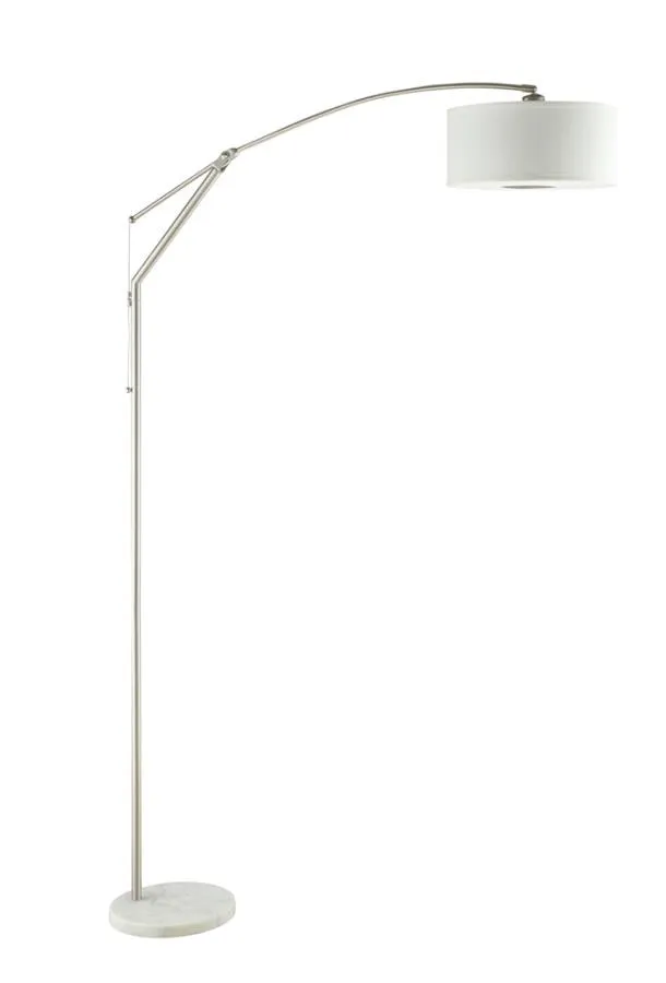 Adjustable Arched Arm Floor Lamp Chrome and White
