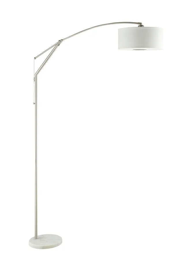 Adjustable Arched Arm Floor Lamp Chrome and White