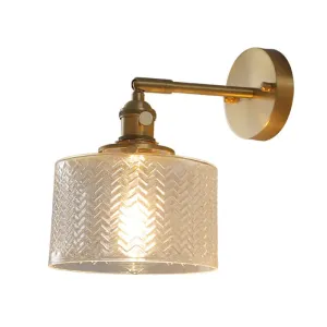 Adjustable Brass Industrial Wall Sconce Light with Glass Shade for Bedroom & Hotel