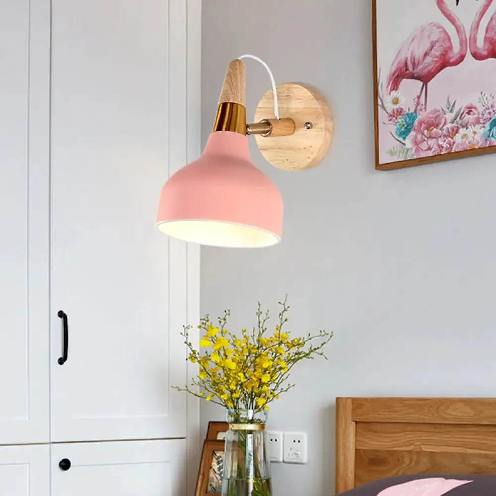 Adjustable Nordic Wall Sconce with Metal Torch Design for Bedside Lighting