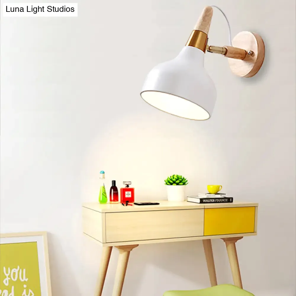 Adjustable Nordic Wall Sconce with Metal Torch Design for Bedside Lighting