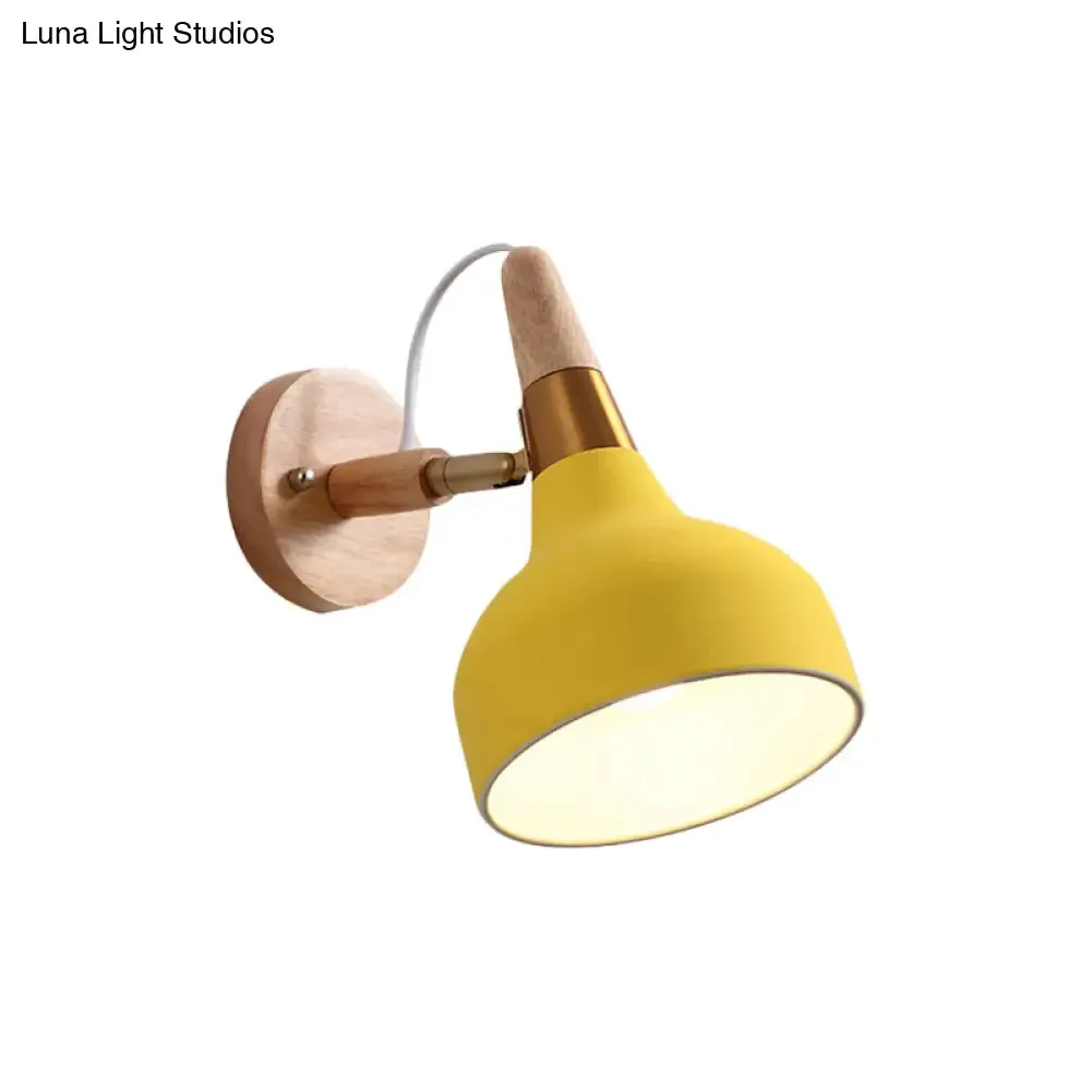 Adjustable Nordic Wall Sconce with Metal Torch Design for Bedside Lighting