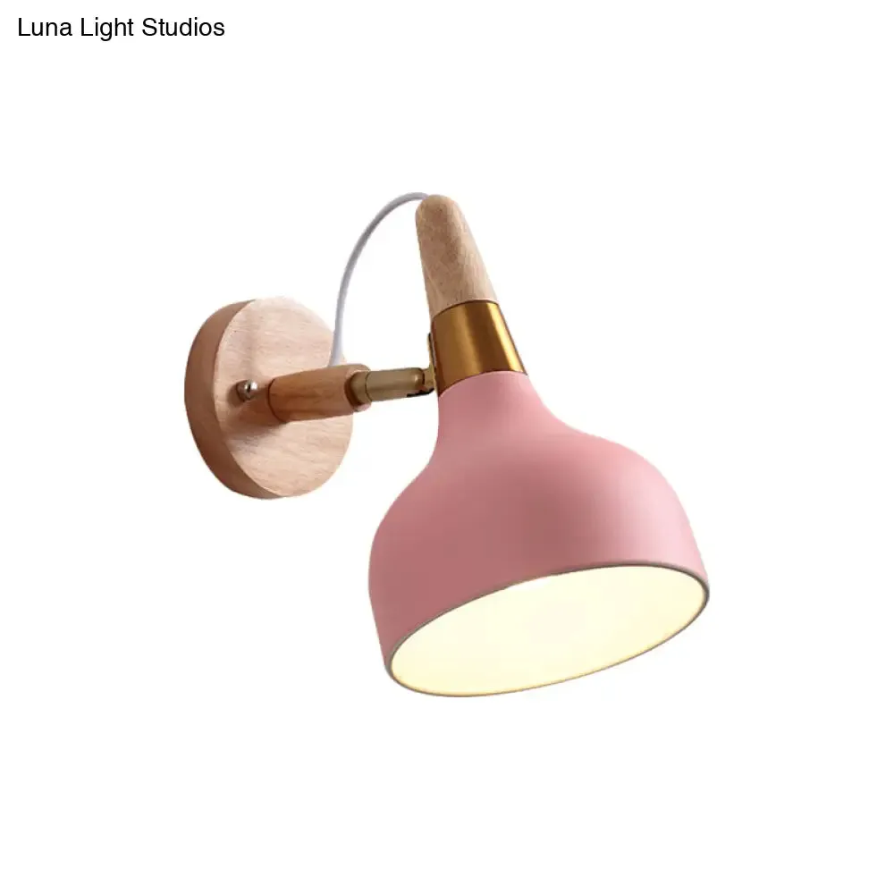 Adjustable Nordic Wall Sconce with Metal Torch Design for Bedside Lighting