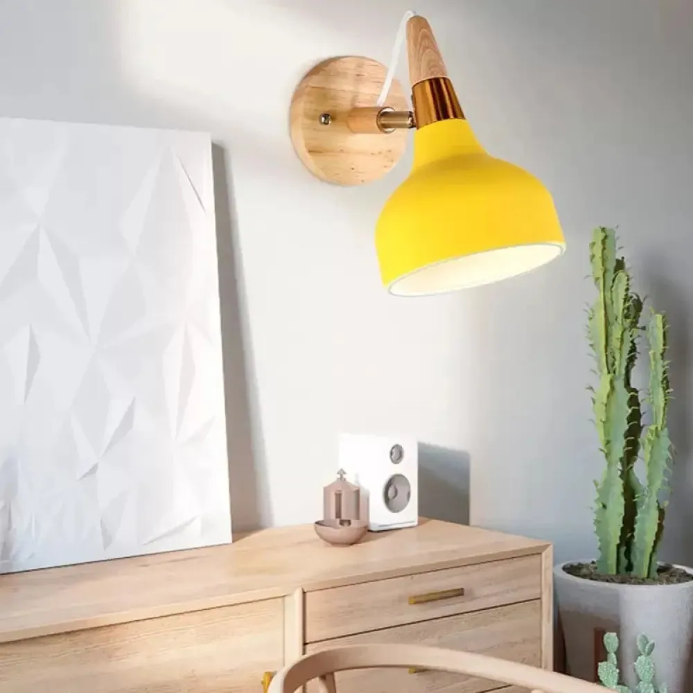 Adjustable Nordic Wall Sconce with Metal Torch Design for Bedside Lighting