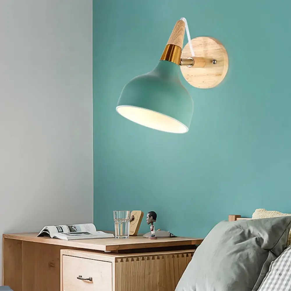 Adjustable Nordic Wall Sconce with Metal Torch Design for Bedside Lighting